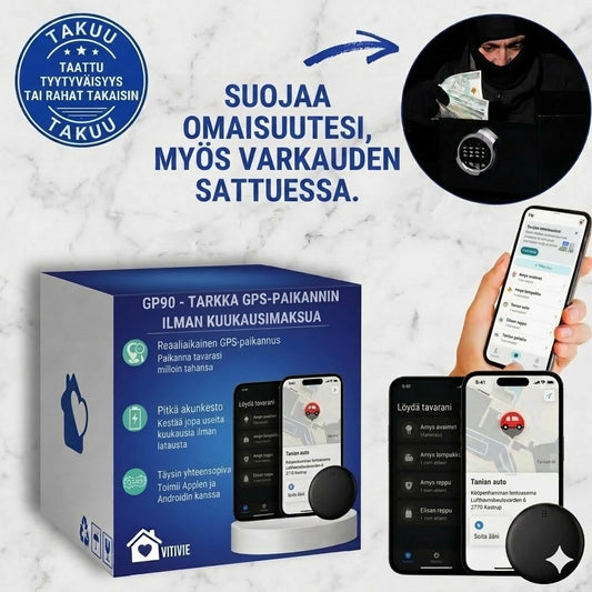 GP90 - Tarkka GPS-paikannin ilman kuukausimaksua (Android/Apple)