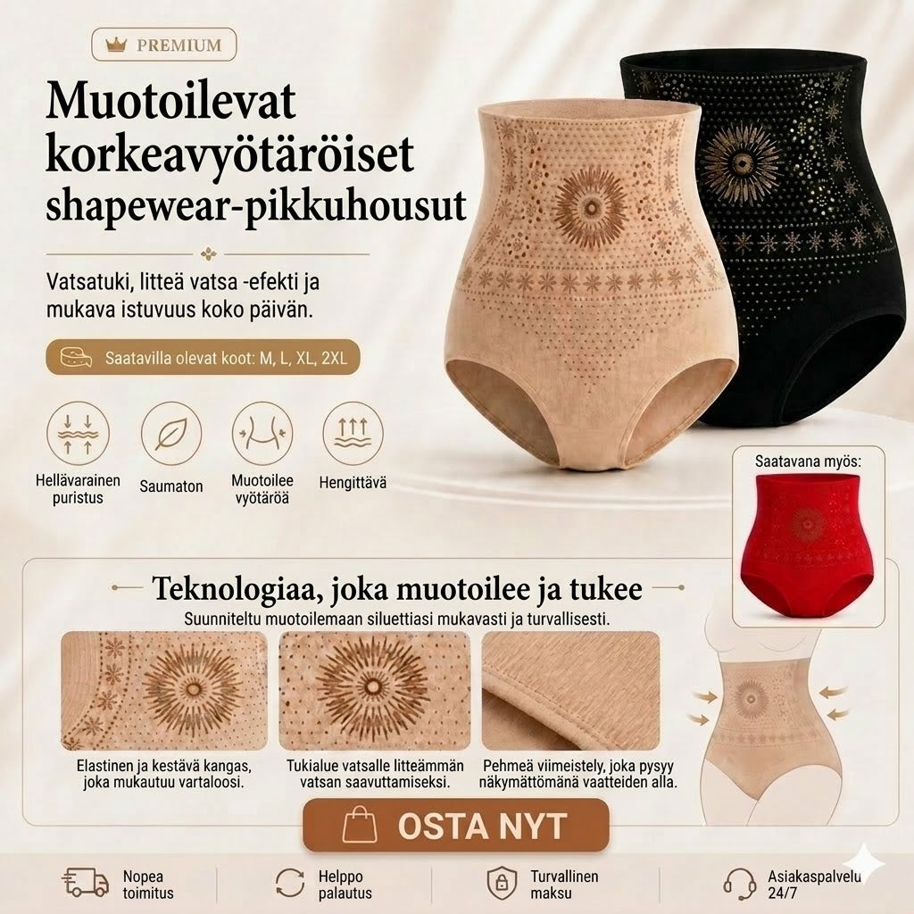 Korkeavyötäröiset muotoilevat shortsit