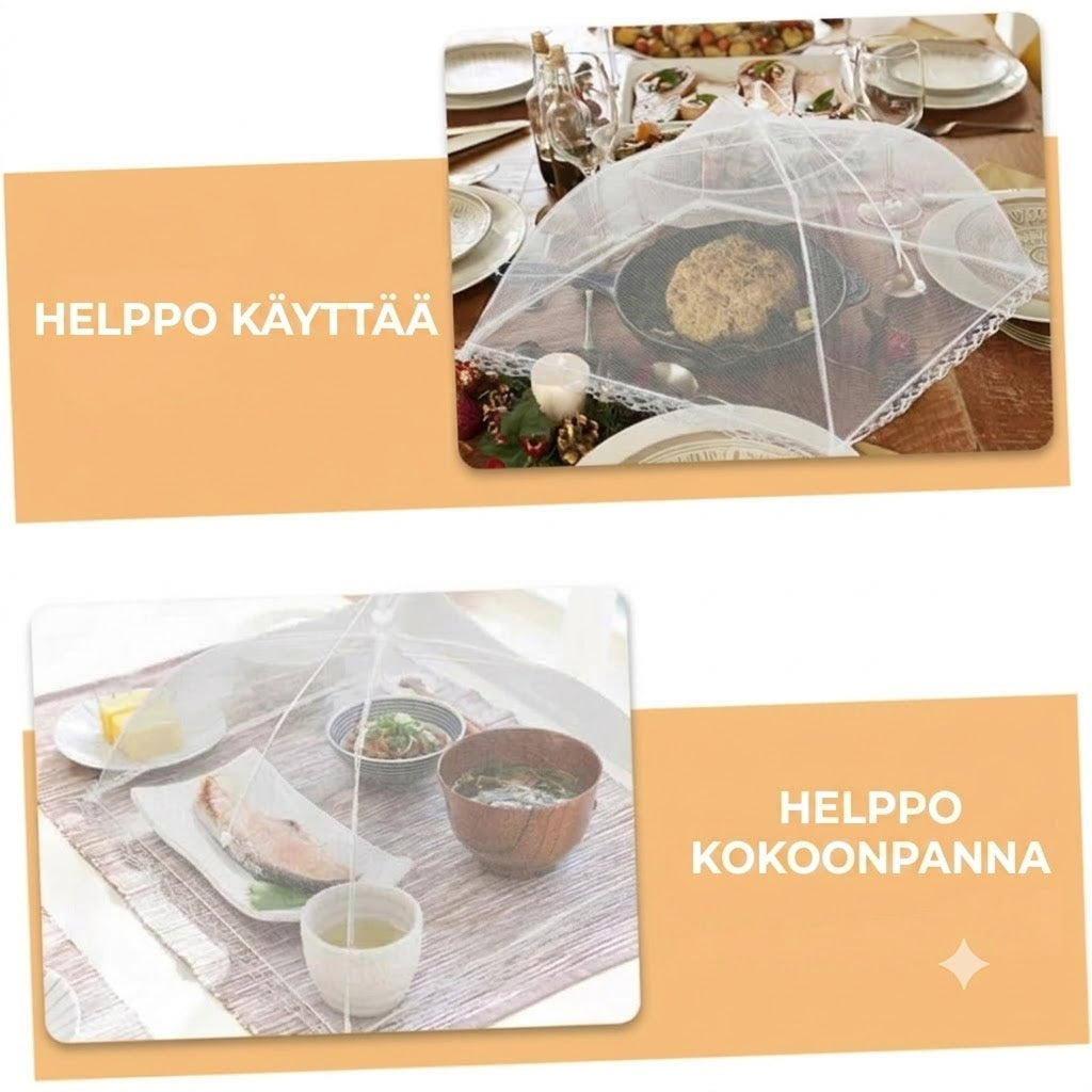 Kokoontaitettava ruokasuoja