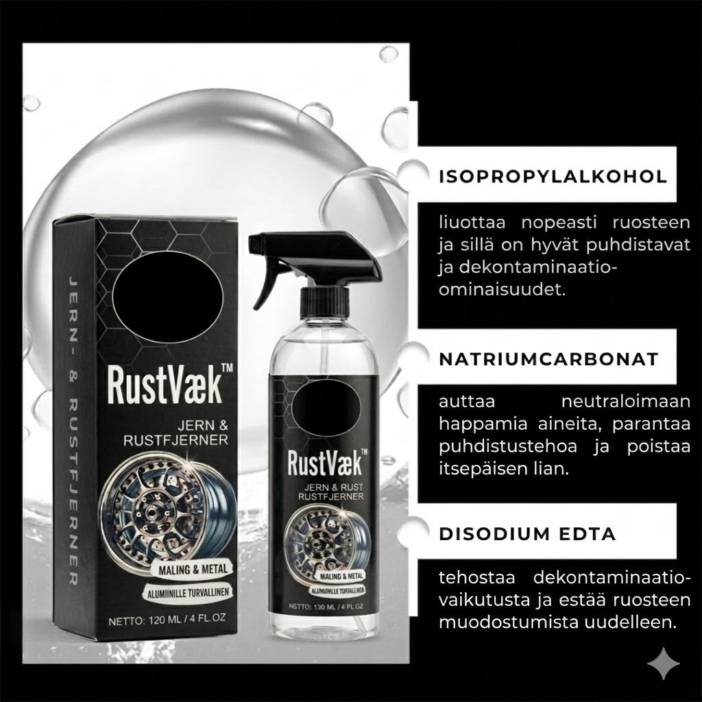 RustVæk™ | Ruosteenpoistospray autoille ja metallipinnoille