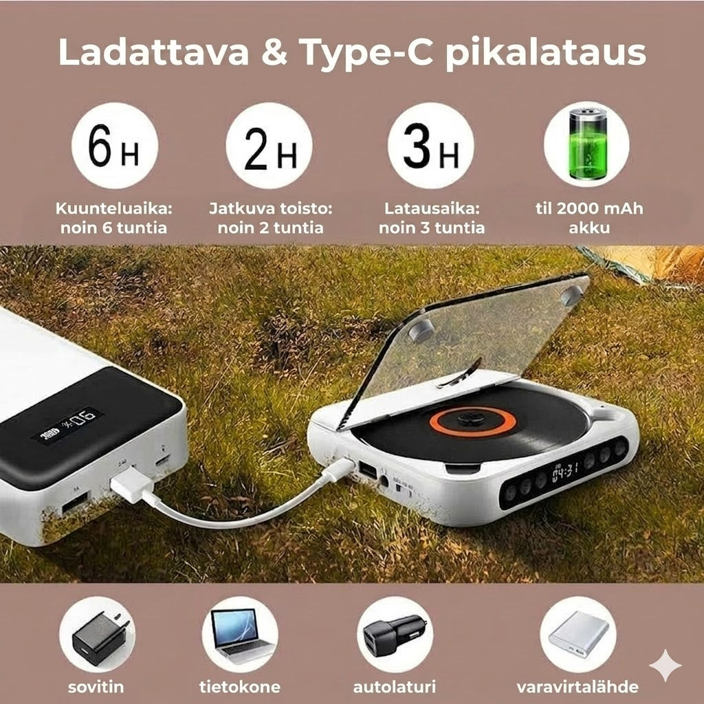 Kannettava CD-soitin Bluetoothilla