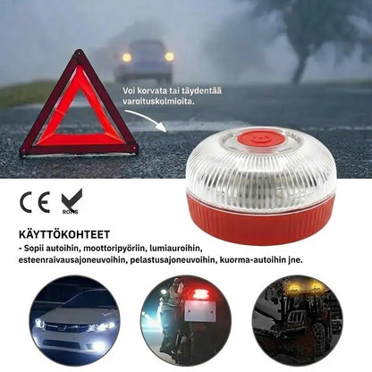 V16 Stroboskooppinen varoitusvalo voimakkaalla magneettijalustalla ja akulla