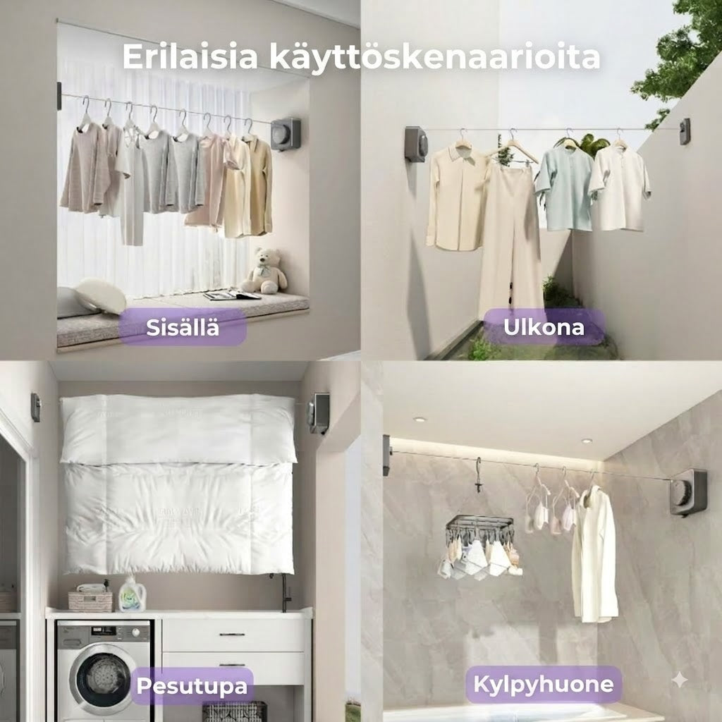 Tilaasäästävä pyykkinaru