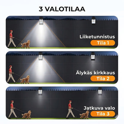 Aurinkokennovalo nipistimellä ja liiketunnistimella