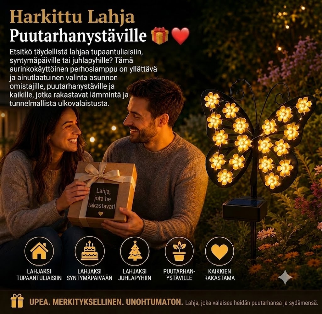 FlutterBloom™ | Koristeellinen aurinkokäyttöinen perhoslamppu kukonmuotoisella LED-valolla