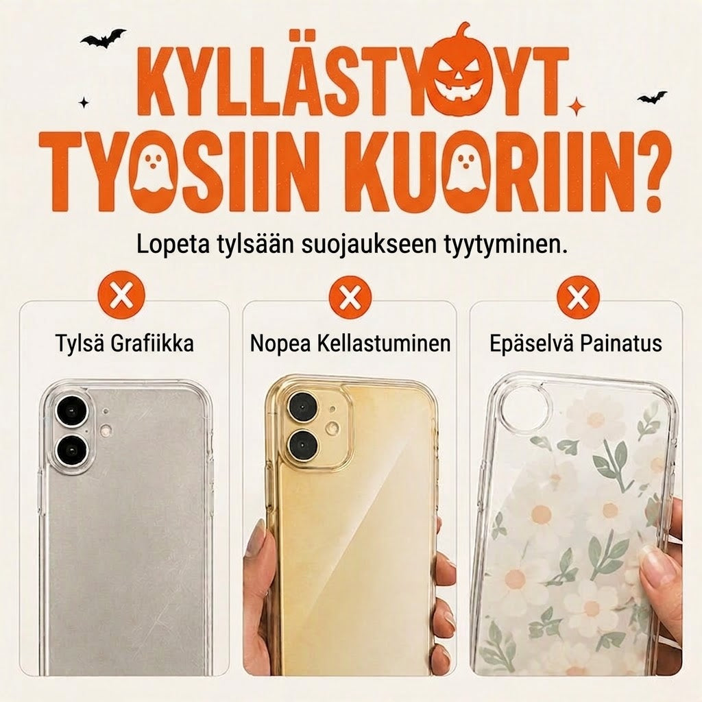 Söpö läpinäkyvä Halloween-puhelinkuori