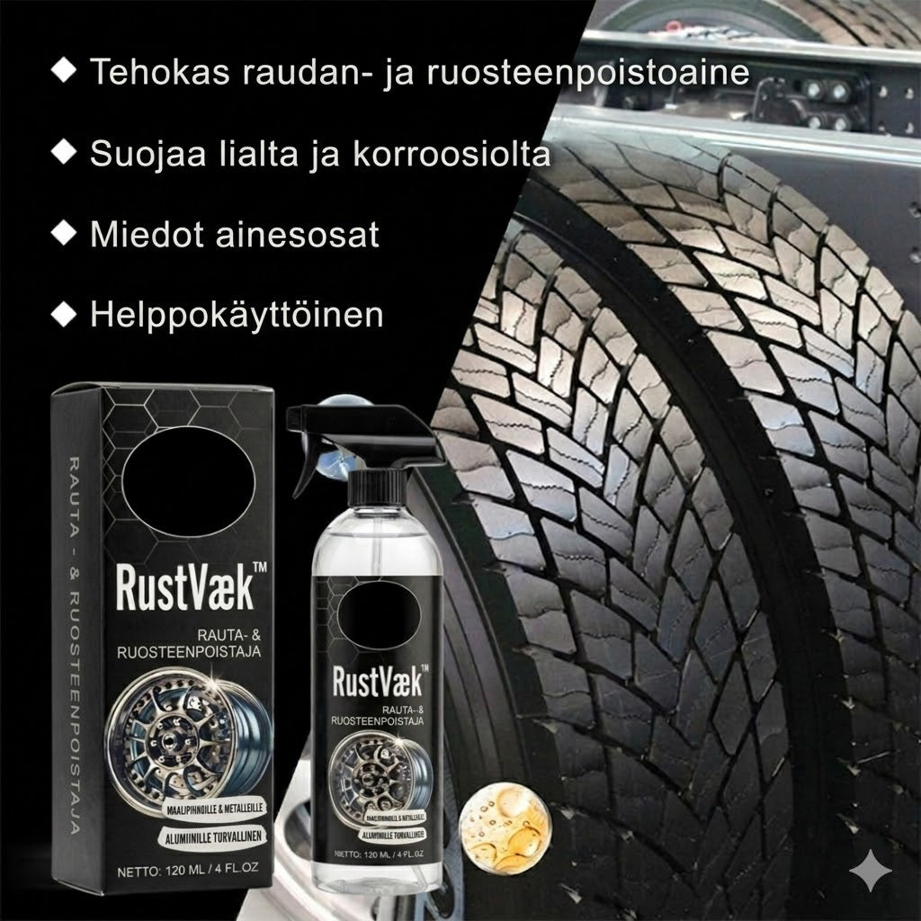 RustVæk™ | Ruosteenpoistospray autoille ja metallipinnoille