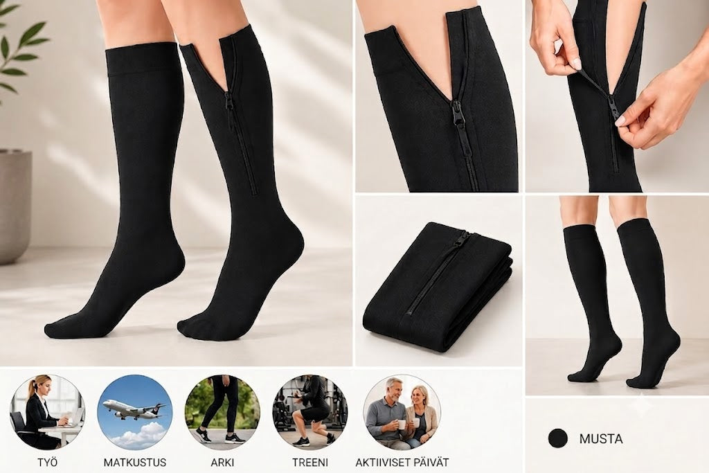ZipComfort Vetoketjulliset kompressiosukat