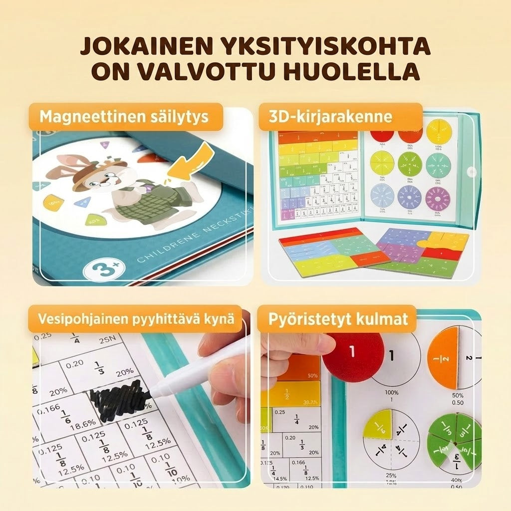 💖 Magneettinen murtoluku-palapelikirja lapsille