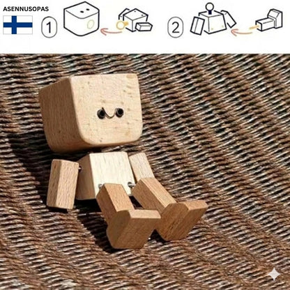 Valloittava pieni puuhahmo 12 magneettisella ilmeellä