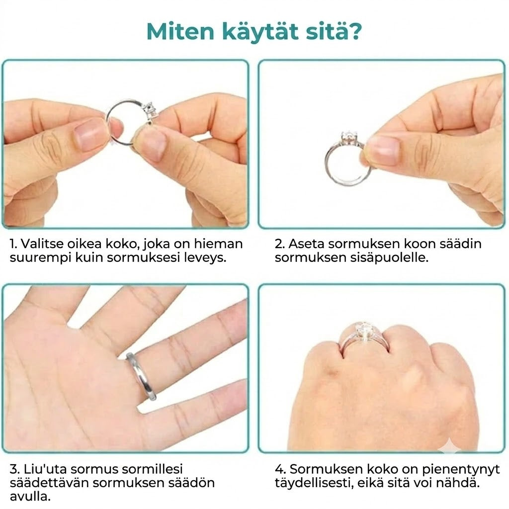 Näkymätön sormuksen koonpienennin - 8 kpl