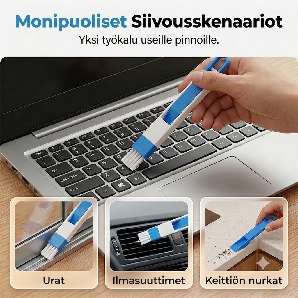 2-in-1 Puhdistusharja urille, raoille & saumoille – Tarkka ja vaivaton puhdistus – Ihanteellinen ikkunoille, kiskoille ja vaikeapääsyisiin kulmiin 🧹🏠