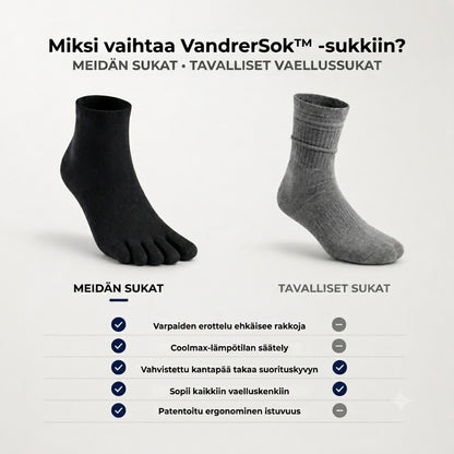 Vaellussukka™ | Kuivat jalat, ei kitkaa, ei rakkoja