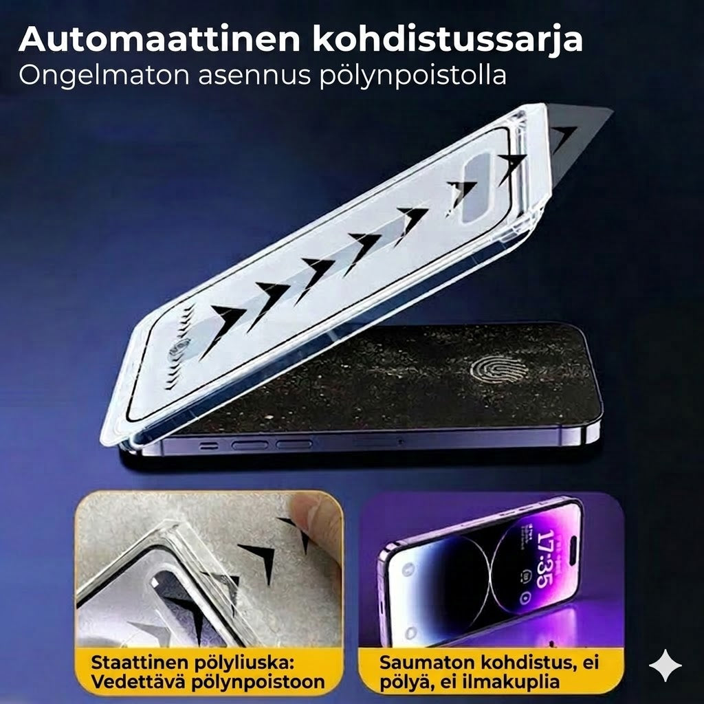 iPhone Suojasarja – Pölytön Näytönsuoja Karkaistusta Lasista