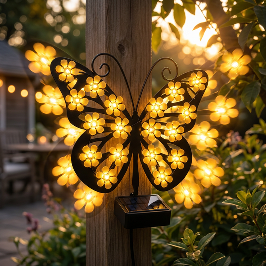 FlutterBloom™ | Koristeellinen aurinkokäyttöinen perhoslamppu kukonmuotoisella LED-valolla