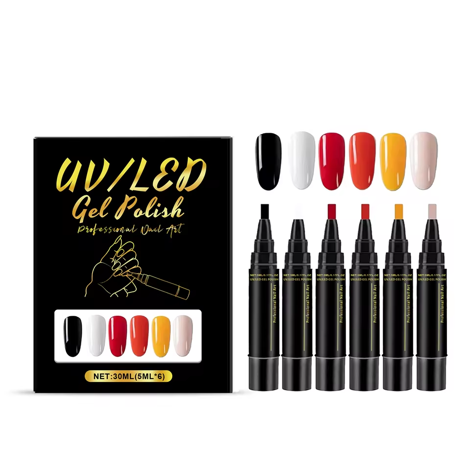 SalonPen – 3-in-1 Geelikynä Kynsille UV-lampulla (6 kpl pakkaus)