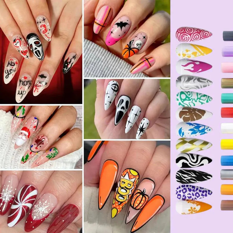 Nail Art Marker™ | Koristelukynä ohuille & paksuille viivoille | Tarkkoihin yksityiskohtiin ja täyteläisiin väripintoihin