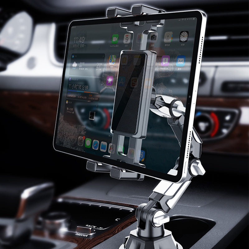 🚗📱 Kokoontaitettava tablettiteline mukitelineeseen – Vakaa kiinnitys, 360° kääntyvyys, taittuu kokoon käden käänteessä, kartturi joka pitää katseen tiessä ja kädet vapaina mutkaisillakin teillä 🛣️👍